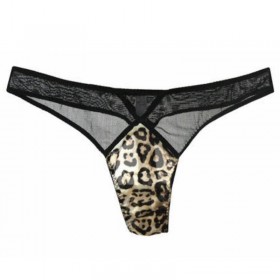 Leopard Silk Underwear Women G-string Sexy String Lingerie Lace Thong Briefs Natural Silk Panties Knickers Tangas Bragas